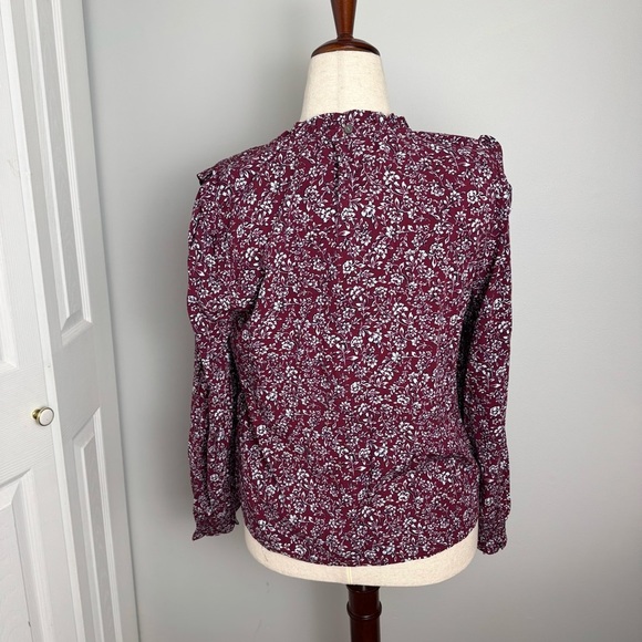 J. Crew Floral Burgundy Blouse - Picture 2 of 7